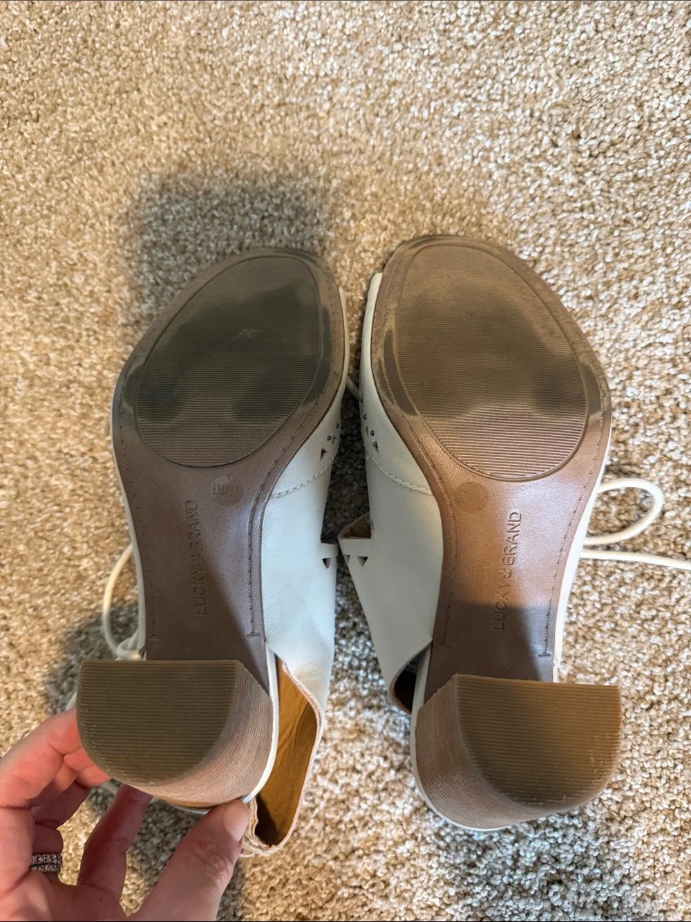 Lucky Brand - Lace-Up Cutout Women's Sandals — Cream - 8M